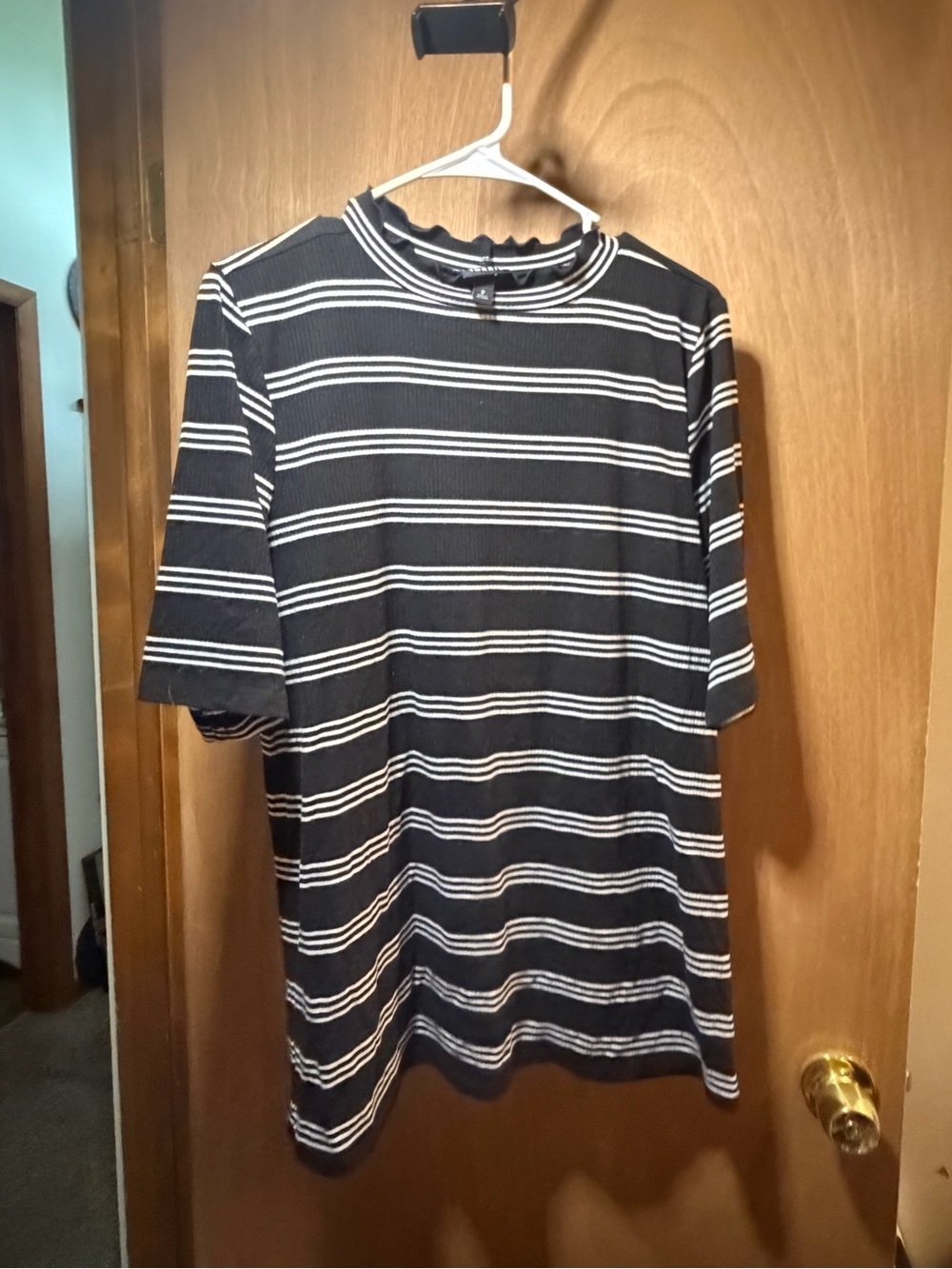 Torrid woman’s Black & White Striped Short Sleeve Shirt size 2